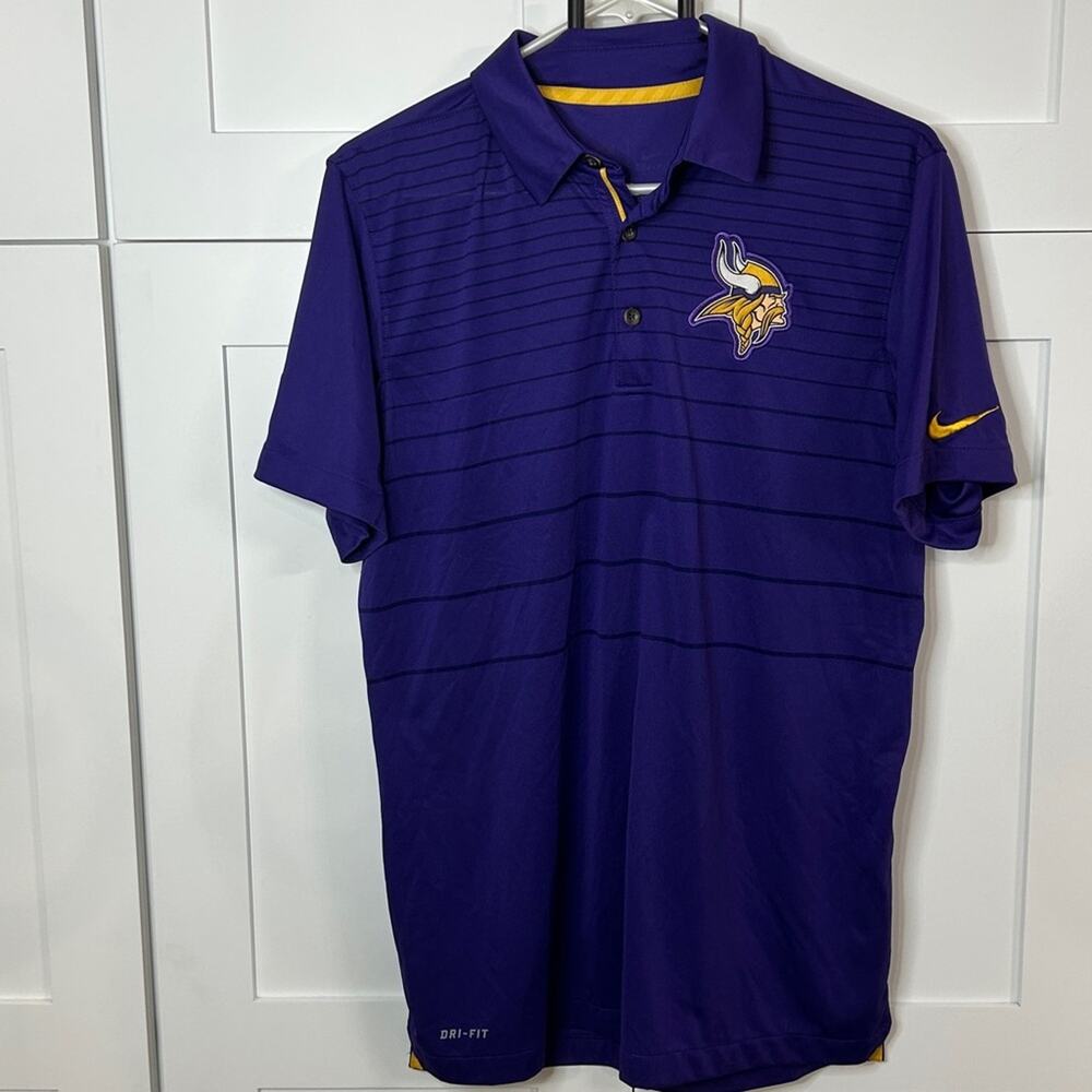 Nike Dri-FIT Minnesota Vikings On Field Polo Shirt Purple NFL Men’s Small - EUC